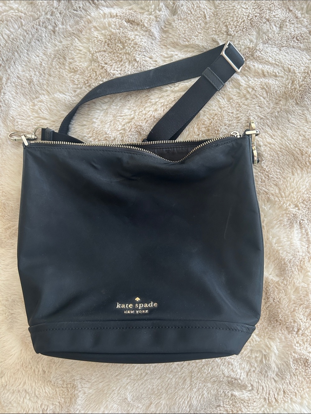 kate spade Black Nylon Crossbody with Gold Hardware